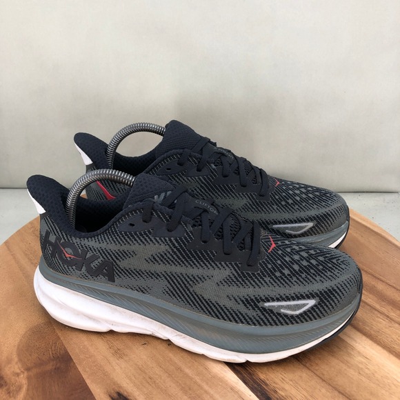 Hoka One One Clifton 9 Mens Running Shoes Black Grey Size 8 Lightweight Cushion main image 5